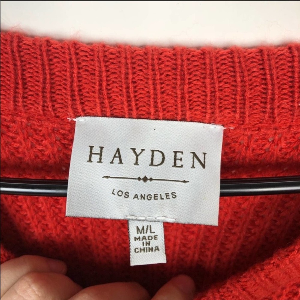 Hayden LA Lace up Braid Tassel Sweater Rust orange kids sweater - Picture 8 of 9